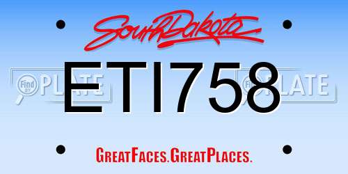ETI758 South Dakota License Plate