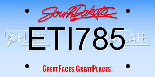 ETI785 South Dakota License Plate