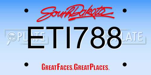 ETI788 South Dakota License Plate