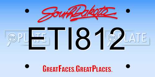 ETI812 South Dakota License Plate