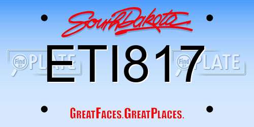 ETI817 South Dakota License Plate
