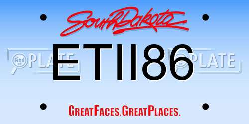 ETII86 South Dakota License Plate