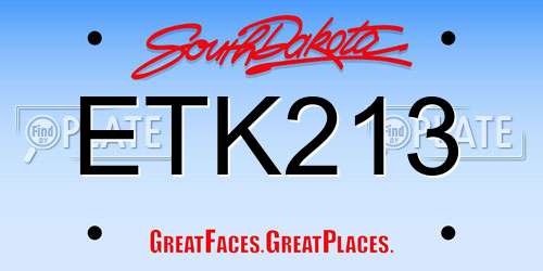 ETK213 South Dakota License Plate