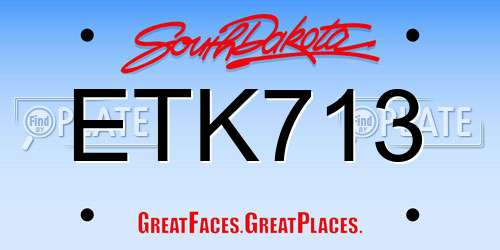 ETK713 South Dakota License Plate