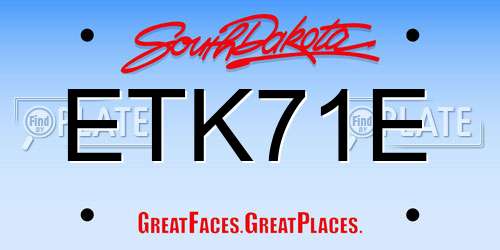 ETK71E South Dakota License Plate