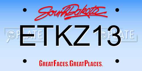 ETKZ13 South Dakota License Plate