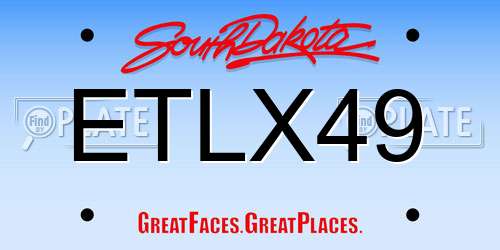 ETLX49 South Dakota License Plate