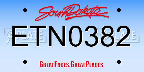 ETN0382 South Dakota License Plate
