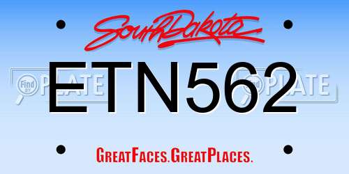 ETN562 South Dakota License Plate