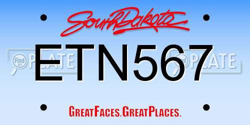 ETN567 South Dakota License Plate