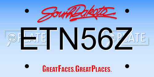 ETN56Z South Dakota License Plate