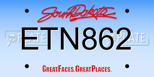 ETN862 South Dakota License Plate