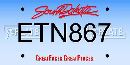 ETN867 South Dakota License Plate