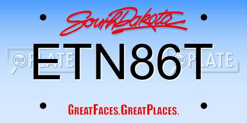 ETN86T South Dakota License Plate