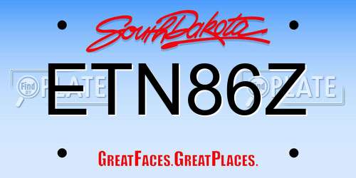 ETN86Z South Dakota License Plate