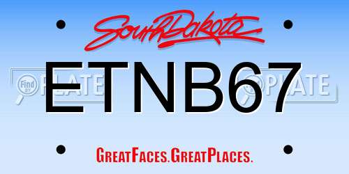 ETNB67 South Dakota License Plate