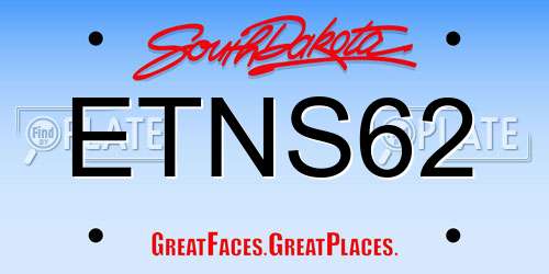 ETNS62 South Dakota License Plate