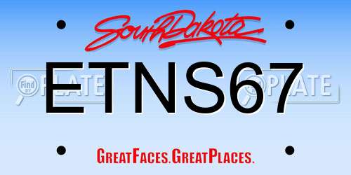 ETNS67 South Dakota License Plate