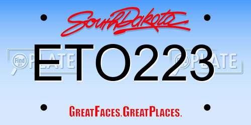 ETO223 South Dakota License Plate