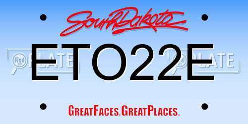 ETO22E South Dakota License Plate