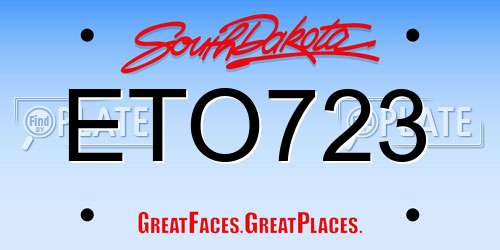 ETO723 South Dakota License Plate