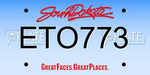 ETO773 South Dakota License Plate