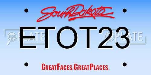 ETOT23 South Dakota License Plate