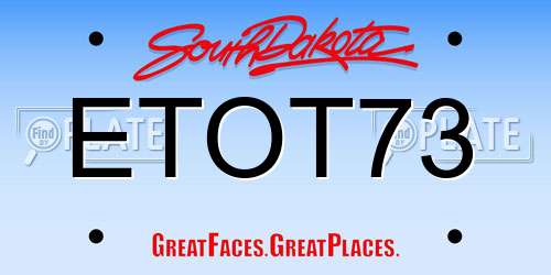 ETOT73 South Dakota License Plate