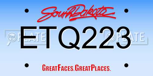 ETQ223 South Dakota License Plate