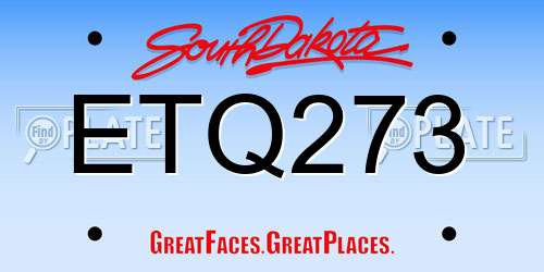ETQ273 South Dakota License Plate
