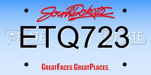 ETQ723 South Dakota License Plate