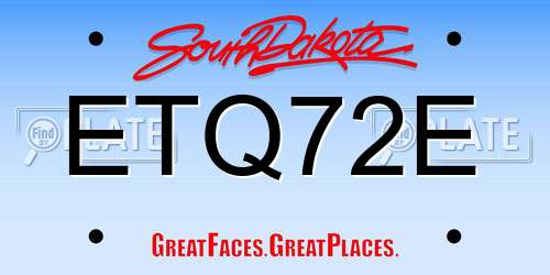 ETQ72E South Dakota License Plate