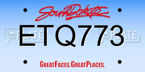 ETQ773 South Dakota License Plate