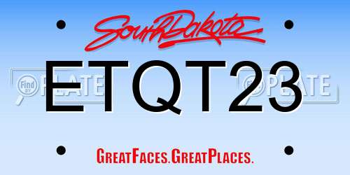 ETQT23 South Dakota License Plate