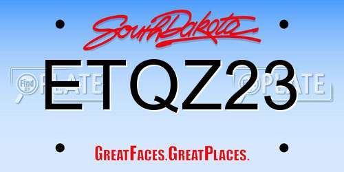 ETQZ23 South Dakota License Plate