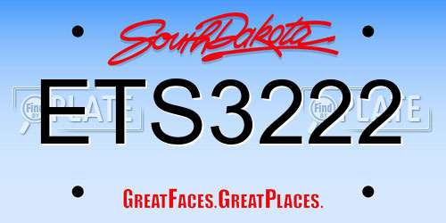 ETS3222 South Dakota License Plate