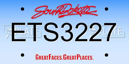 ETS3227 South Dakota License Plate