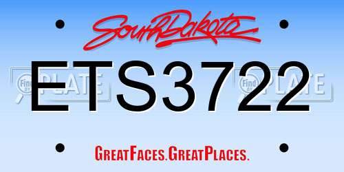 ETS3722 South Dakota License Plate