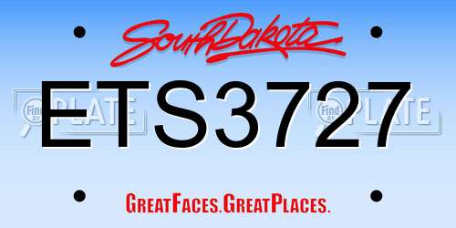 ETS3727 South Dakota License Plate