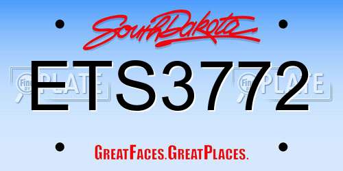 ETS3772 South Dakota License Plate