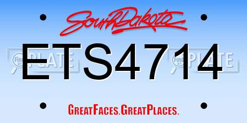 ETS4714 South Dakota License Plate