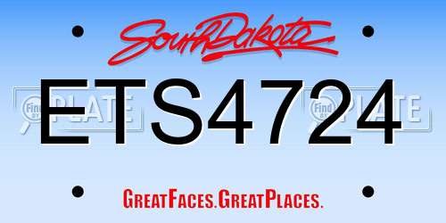 ETS4724 South Dakota License Plate