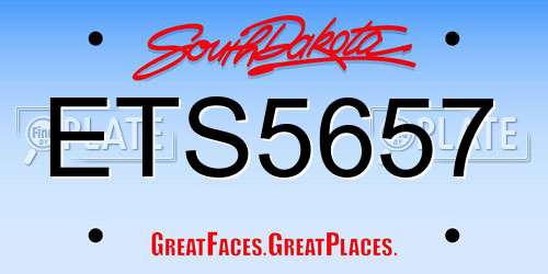 ETS5657 South Dakota License Plate