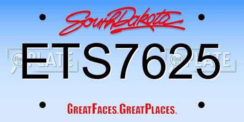 ETS7625 South Dakota License Plate