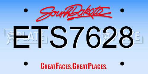 ETS7628 South Dakota License Plate