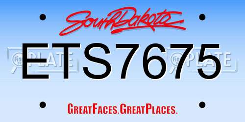 ETS7675 South Dakota License Plate
