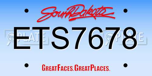 ETS7678 South Dakota License Plate