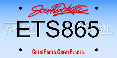 ETS865 South Dakota License Plate