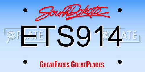 ETS914 South Dakota License Plate