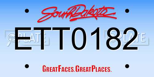 ETT0182 South Dakota License Plate